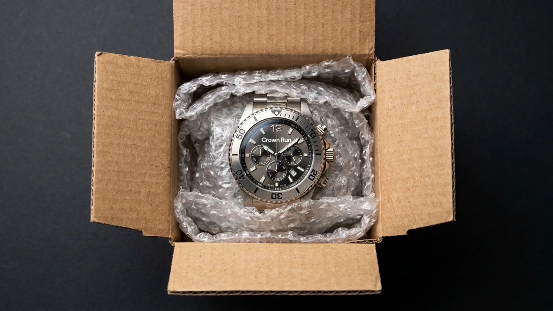 Watch packaged for shipping with condition report included